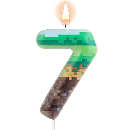 Pixel Geburtstagstorte Kerzen, Grün Pixel Kerze Geburtstagsdeko Pixel Zahlenkerze Pixeldruck Zahlen Kuchenaufsätze für Geburtstag Hochzeit Jubiläum Pixel Mottopartys (7) von lasuroa