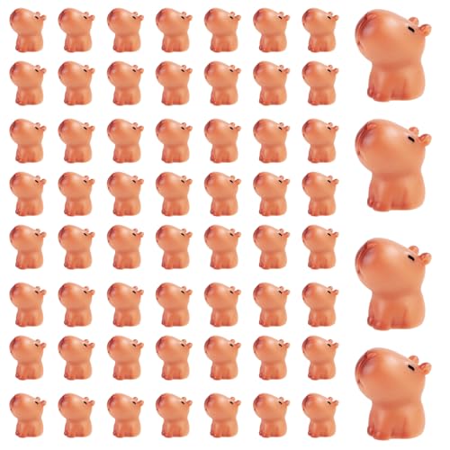 lasuroa 60stk Capybara Figuren Mini, 2,3x1,9cm Capybara Figur aus Harz Miniatur Mini Tiere Harztiere Miniatur Tiere Harz Kleine Harztiere für Zuhause Desktop-Tischdekoration von lasuroa