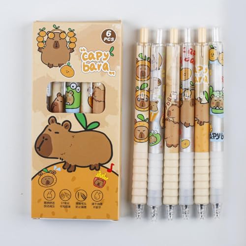 6 Capybara Gelstift,Süße Capybara-gelstifte,Niedlicher Capybara-Gelstift,Cartoon-Gel-Tintenstift,Capybara Kugelschreiber Stifte,Capybara Notizen Machen Tintenroller,Signature-Stift Gel-Schreibstifte von laxreheye