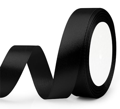 Satinband Schwarz,Geschenkband Schwarz,Schwarzes Band,Geschenkband,Schleifenband Breit,Schleifenband Schwarz,Schwarzes Geschenkband,Schleifenband,Schwarzer Stoff,Band Schwarz,20mm x 22m 1 Stück von ldyllicStyle