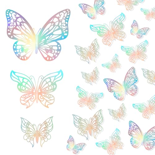 Schmetterlinge Deko,Schmetterling,3D Schmetterlinge Für Die Wand,Wandtattoo Blumen,Decoration Aesthetic,Deko Mädchenzimmer,Wandaufkleber,Tortendeko Schmetterling,Deko Wand,Phantom Silber 24 Stück von ldyllicStyle