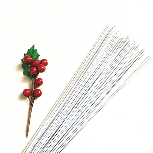 leaderss Floristendraht,Stiel Draht Blumen 18# Durchmesser 1,2 mm, 36 cm Länge, mit Papier überzogene künstliche Blumen, Stiele, Zweige, Eisendraht for DIY-Nylon-Blumenzubehör(White 1.2mm 30pcs) von leaderss