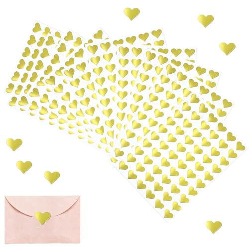 600 Stück Glitzer Herz Aufkleber Selbstklebend Herzform Sticker Etiketten für Valentinstag Ostern Hochzeit Gästebuch Geschenkbeutel DIY Handwerk Scrapbooking Umschlagsiegel Dekoration (Gold) von leersao