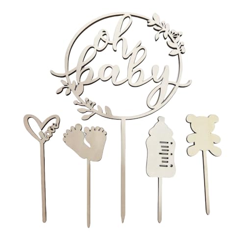 Cake Topper Holz, Kuchen Topper Babyparty Tortendeko, Kuchenstecker für Baby Shower Eine Windeltorte Gender Reveal Partydeko von leersao