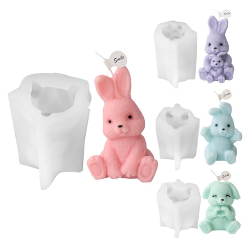 4 Stück Osterhase Silikonform | Ostern Kaninchen Silikonformen Gießformen | 3D Ostern Hase Kerzenform | Niedliche Silikonform Ostern Für Kerzenherstellung Seifenform Ostern Schokolade Tortendeko von lembrd