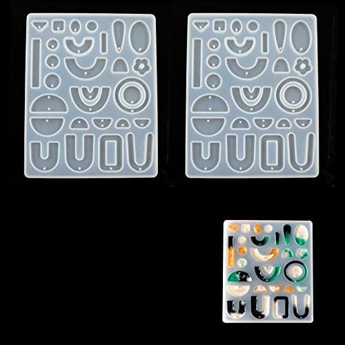 Schmuck GießForm Silikon Epoxidharz Formen - Harz GießHarz Silikonform Resin Set AnhäNger Halskette Ohrringe-Diy Basteln Schmuckherstellung Machen Trays Handwerk Platz Oval 2 StüCk 12.6*15.8*0.8cm von lemgyiamz