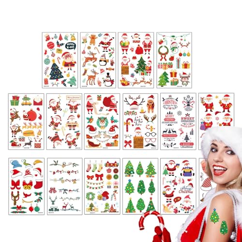 Kerzentattoos Weihnachten, 16 Bögen Bunt Kerzentattoos Wasserschiebefolie DIY KerzenTattoo Folie Kerzenaufkleber Sticker für Geburtstag Weihnachten Dekoration von lencyotool