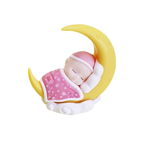 lencyotool Baby-Mond-Figur - Schlafendes Baby Moon Puppe Dekoration | Cartoon Figur Kuchendeckel, Auto Home Cake Desktop Ornamente von lencyotool