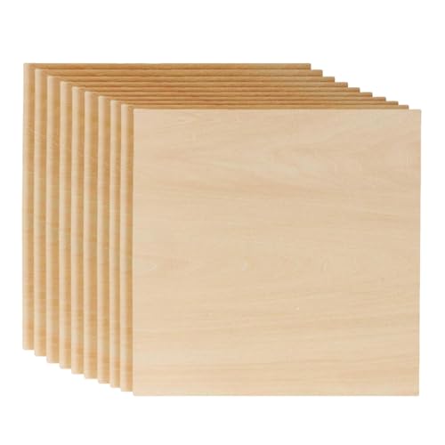 Bastelholzplatten, unbehandeltes Holz - 10 Stück unlackierte Sperrholzplatten zum Zeichnen,Kreatives unlackiertes Sperrholz zum Beizen, Malen, Modellbau, Hobby von lencyotool