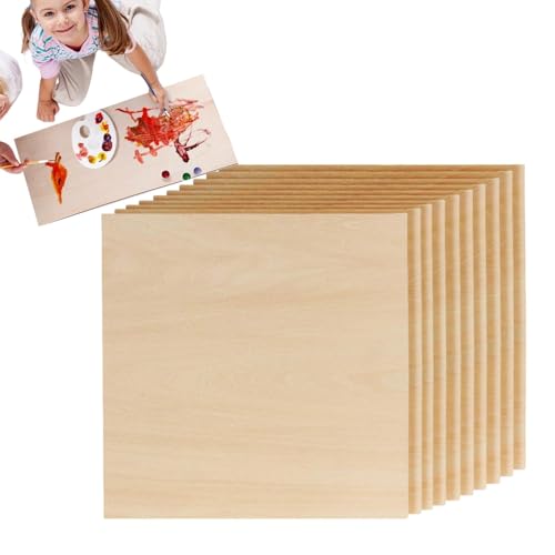 Leryveo Bastelholzplatten, unbehandeltes Holz,10 Stück dünne Sperrholzplatten - DIY-Ornamente Sperrholzplatten für -Ornamente und Modellgravur, Holzverbrennung, Architekturmodelle von leryveo