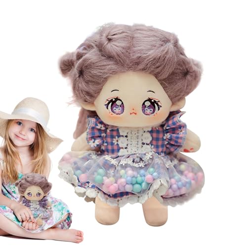leryveo Baumwollpuppe, Plüschpuppe - 20 cm große Cartoon-Puppe mit Kleidung | Kuscheltier, Kreativität entwickeln, interaktives Spielen, Kawaii-Plüschspielzeug für Mädchen, fördert die Fantasie für von leryveo