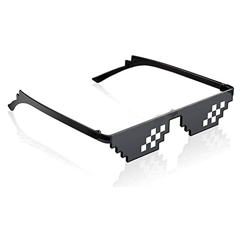 letcdfer Coole Thug Life Brille Pixel Mosaik Brille Unisex Funky Sonnenbrille 8 Bit Pixel Lustige Brille für Männer Frauen Kinder Foto Requisiten von letcdfer