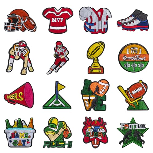 Rugby-Stickerei-Flicken zum Aufbügeln, für Kleidung, T-Shirts, Jacken, Mützen, Jeans, DIY-Zubehör, 16 Stück von lettxun