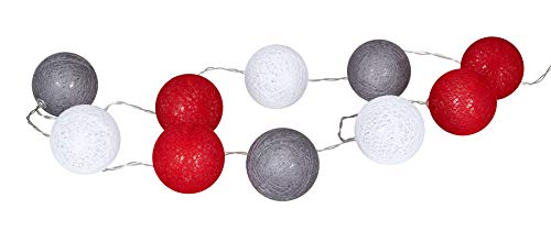 levandeo 10er Lichterkette LED Kugeln Lampions Baumwolle Rot Grau Weiß Cotton Girlande Deko Cottonballs von levandeo