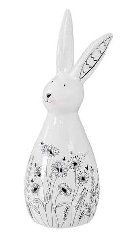 levandeo Deko Figur Hase H18cm Schwarz Weiß Tischdeko Frühling Blumenwiese Ostern Deko Osterdeko Dolomit von levandeo