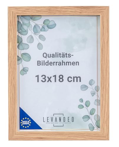 levandeo Portrait Bilderrahmen Made in EU 13x18 Eiche Optik Natur Glasscheibe Fotorahmen Holz Picture Frame Deko Tischdeko Wanddeko Fotoaufsteller von levandeo