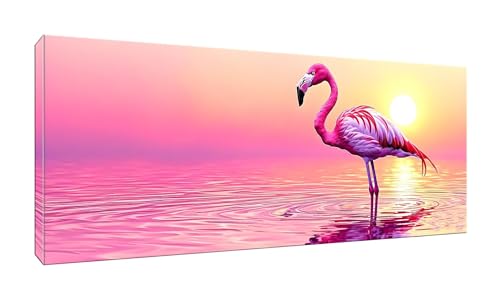 Malen Nach Zahlen Erwachsene, Flamingo, DIY Vorgedruckte Leinen Leinwand Anfänger Kinder Ölgemälde Kits, Home Haus Dekorieren Geschenk mit 3 Pinsel und Acrylpigment, 25x50cm (Ohne Rahmen) W-896 von lewwmn