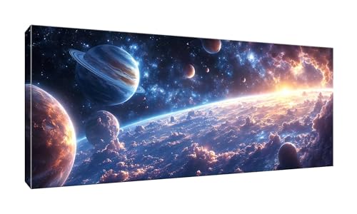 Malen Nach Zahlen Erwachsene, Universum Galaxie, DIY Vorgedruckte Leinen Leinwand Anfänger Kinder Ölgemälde Kits, Home Haus Decor Geschenk mit 3 Pinsel und Acrylpigment, 40x80cm (Ohne Rahmen) W-448 von lewwmn