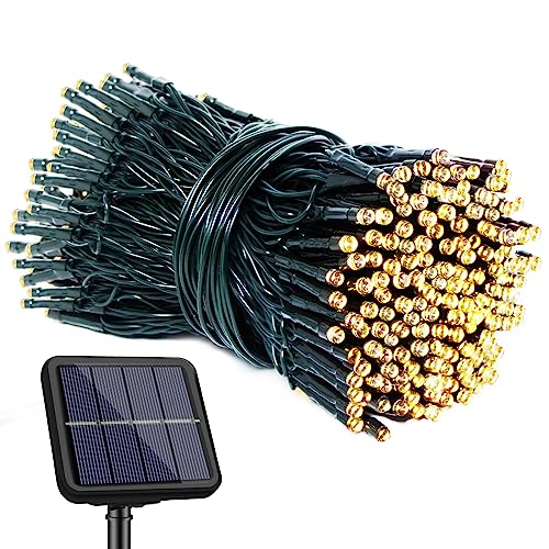 Solar Lichterkette Aussen, 22+2m 220 LED Lichterkette Außen Solar Wetterfest, 8 Modi PVC Outdoor Solarlichterkette Wasserdicht für Party Garten Balkon Terrasse Hochzeit Weihnachten Deko, Warmweiß von libtit