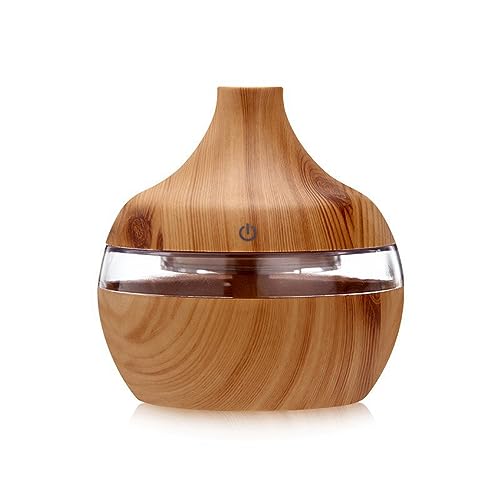 300ml Aroma Diffuser für Duftöle, Ätherische Öle Diffuser, Ultraschall Luftbefeuchter mit Fernbedienung und LED-Licht, Elektrische Duftlampe, Duft Diffusor für Schlafzimmer, Büro, Spa (Holzfarbe) von lifetter