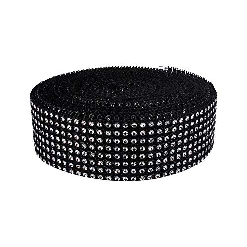 Band, 8 Reihen, 10 Yard, heiß Zuschneidbares Diamant-Mesh-Band, Glitzerndes Strass-Kristall-Kett-Strassband (Schwarz) von lihsong