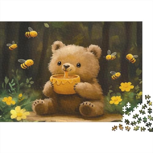 Cute Bär Eating Honey 1000 Stück Puzzles Gouache Kunst Impossible Puzzle Schwer Für Erwachsene Lernspiel Spielzeug Geschenk Schöne Geschenkverpackung Premium Quality Mehrfarbig 1000pcs (75x50cm) von lihuogongsio