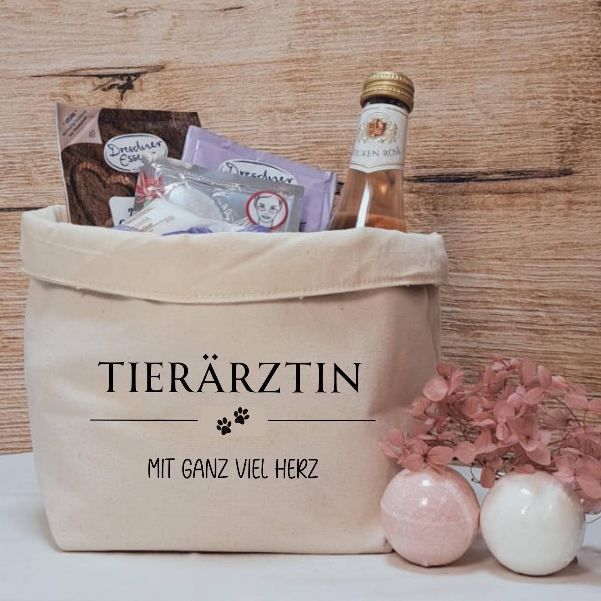 Geschenkkörbchen/Geschenkkorb Zum Selbstbefüllen "Tierarzt/-In Mit Ganz Viel Herz" von liiebevollverschenkt