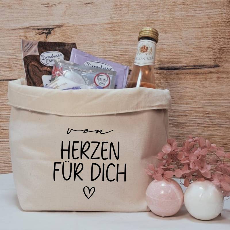 Geschenkkörbchen/Geschenkkorb Zum Selbstbefüllen "Von Herzen Für Dich" von liiebevollverschenkt