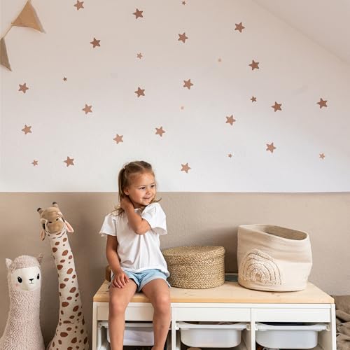 lilimaus Wandsticker Kinderzimmer [132 Stck.] - Wandtattoo Sterne - Wandaufkleber Kinderzimmer Mädchen & Jungen - Wanddeko Kinder & Baby - Babyzimmer Deko - Aufkleber Wand - Wall stickers - Beige von lilimaus