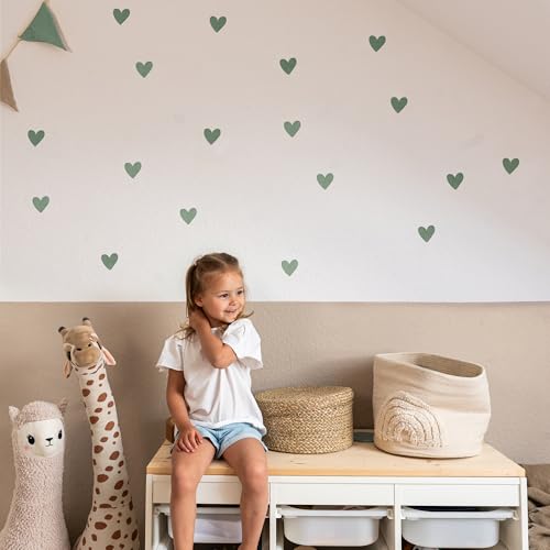 lilimaus Wandsticker Kinderzimmer [36 Stck.] - Wandtattoo Herzen - Wandaufkleber Kinderzimmer Mädchen & Jungen - Wanddeko Kinder & Baby - Babyzimmer Deko - Aufkleber Wand - Wall stickers - Grün von lilimaus