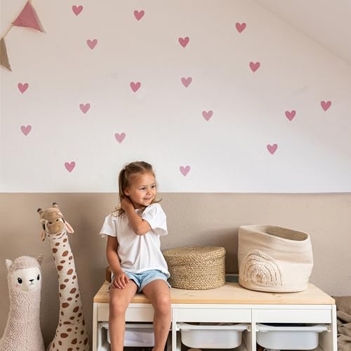 lilimaus Wandsticker Kinderzimmer [36 Stck.] - Wandtattoo Herzen - Wandaufkleber Kinderzimmer Mädchen & Jungen - Wanddeko Kinder & Baby - Babyzimmer Deko - Aufkleber Wand - Wall stickers - Rosa von lilimaus