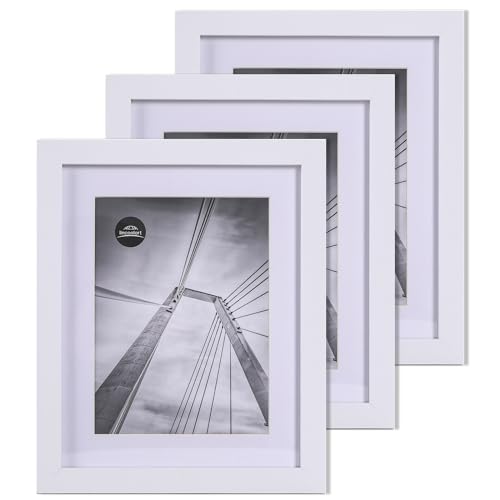 lincoolart bilderrahmen 20x25 cm Holz weiße Fotorahmen,MDF Rahmen mit Acrylglas,für Bilder 15x20 mit passepartout oder 20x25 ohne passepartout 3er Set von lincoolart
