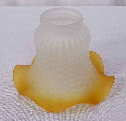 linoows Lampenschirm, Glasschirm, Jugendstil Lampenglas satiniert weiß/Orange von linoows