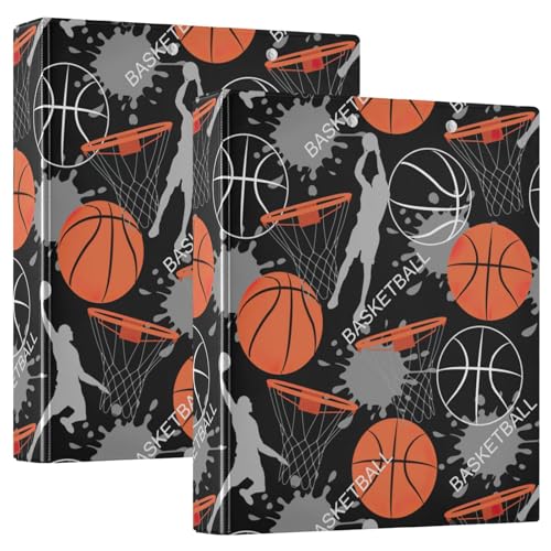 Basketball-Spiel-Notizbuch mit drei Ringen, 3,8 cm (1 1/2 Zoll), Ordner mit Klemmbrett, 1/2 Packung Ordner für Studenten, 200 Blatt von linqin