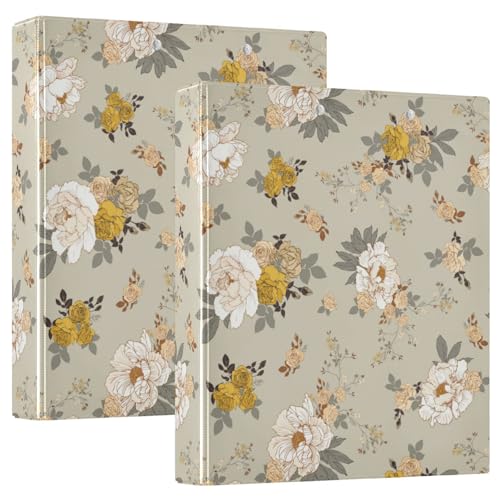 Bouquet Pfingstrosen Rosen 3 Ringe Ordner 1,2 Zoll Notizbuch Ordner mit Taschen 1/2 Pack Schulhefter Hardcover von linqin