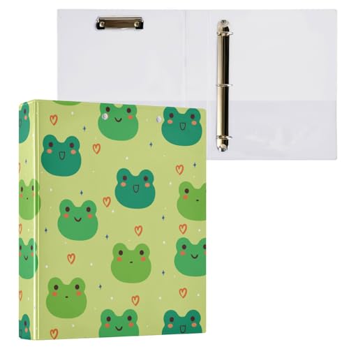 Cartoon Frogs 1 und 1/2 Zoll Ordner mit drei Ringen Ordner mit Innentaschen, 1/2 Packung Ordner, Bürobedarf, Hardcover von linqin