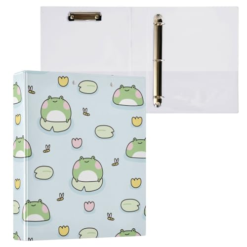 Cute Frogs Notizbuch, 3,8 cm, 3 Ringel, Notizbuch, Ordner mit Klemmbrett, 1/2 Packungen, Büroordner, Zubehör, 200 Blatt von linqin