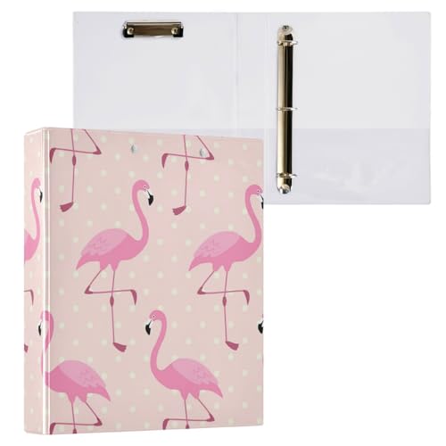 Niedlicher Pfirsich-Flamingo-Ordner mit 3 Ringen, 3 Ringen, mit Klemmbrett, 1/2 Stück, Büroordnerbedarf, Hardcover von linqin