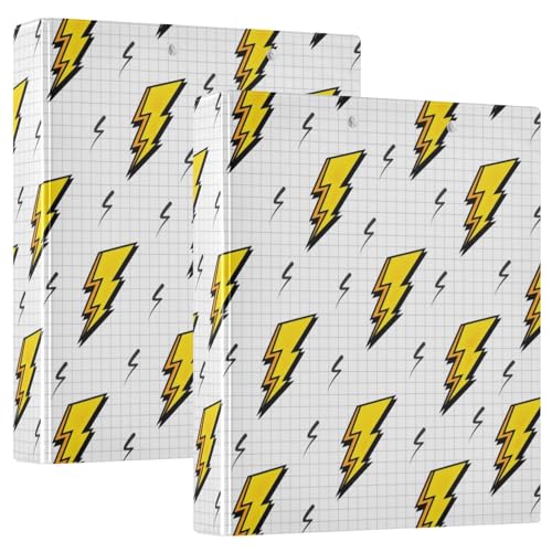 Retro Lightning Bolts 3-Ring-Ordner, 3,8 cm (1,5 Zoll), Notizbuch, Ordner mit Tasche, 1/2 Packungen, Schulbedarf, Hardcover von linqin