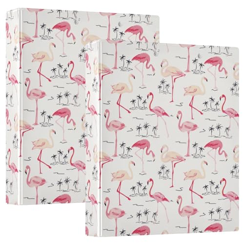 Ringbuch mit Flamingo-Ringen, Retro-Baum, 3,8 cm, mit Taschen, 1/2er-Pack, Schulbedarf, Hardcover von linqin