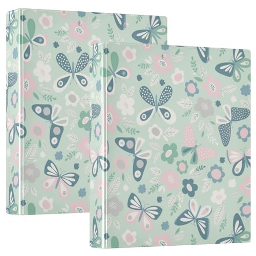 Ringbuch mit Schmetterlingen, Blumen, 3 Ringen, 1 und 1/2 Zoll, Notizbuchordner mit Klemmbrett, 1/2er-Pack für Briefgröße (27,9 x 21,6 cm), Hardcover von linqin