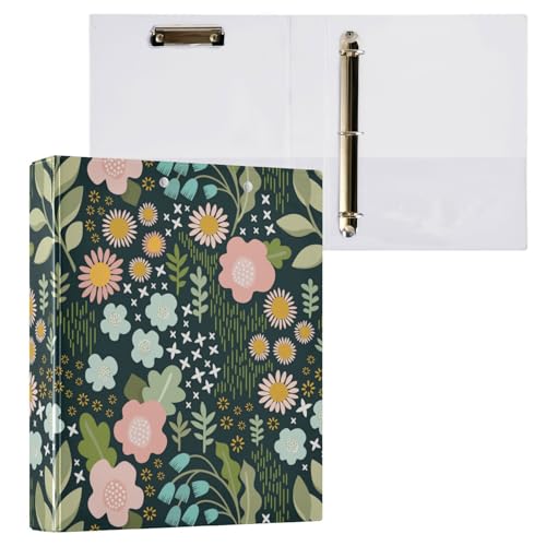 Wild Floral 3,5 cm Ordner mit 3 Ringen und Klemmbrett, 1/2er-Pack, Bürobedarf, Hardcover von linqin