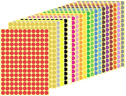 Runde Punkt-Aufkleber,10MM Kleine Runde Punkt-Aufkleber Klebrige Farbkodierung-Aufkleber,16 Verschiedene Sortierte Farben,16 Blätter von linvshi shop