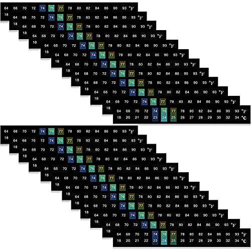 liovitor 24 StüCk Thermometer Streifen zum Aufkleben Horizontale Thermometer Aufkleber Digitale Temperatur Anzeige 18-34 Grad Celsius von liovitor