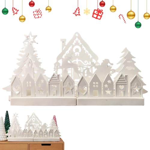 Lisutupode Weihnachtshaus Silikonform, Ilikonformen Gießformen Häuser, Silikonform Für Weihnachten, Hausfiguren Gussformen Für Harz, 7 Stück Silikonform Haus Weihnachtsbaum Kerzenhalter,30x30x5cm von lisutupode