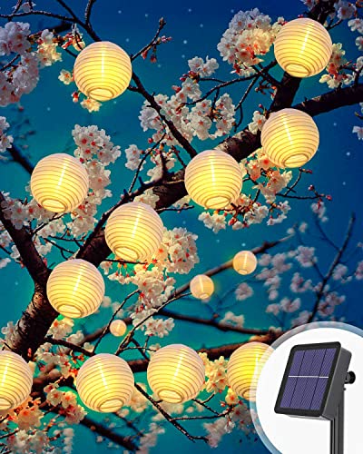 Solar Lichterkette Aussen, Litogo 7.8M 40 LED Lampion 8 Modus Laterne Lichterkette Outdoor IP65 Wasserdicht Solarlichterkette Deko für Garten, Balkon, Terrasse, Hof, Party- Warmweiß von litogo