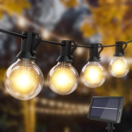 Solar Glühbirne, Litogo 9.3M G40 15+1 LED Lichterkette Außen Wasserdicht 4 Modi Solarlichterkette für Garten, Hochzeit, Balkon, Haus, Weihnachten Deko, LED Birnen E12 Warmweiß 2700K von litogo