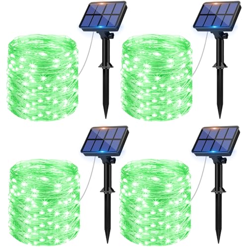 litogo [4 Stück Solar Lichterkette Aussen, 12M 120Led Lichterkette Solarlichterkette für Außen Wasserdicht KupferDraht Outdoor lichterkette Deko Draußen 8 Modus für Balkon, Weihnachten Grüner von litogo