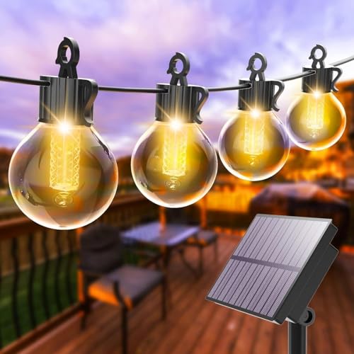 litogo Solar Lichterkette Aussen 13.6M, 27 G40 LED Glühbirnen Lichterkette Außen Wetterfest 4 Modi Warmweiß Solarlichterkette für Außen, Garten, Terrasse, Balkon, Party, Hochzeit, Weihnachten von litogo