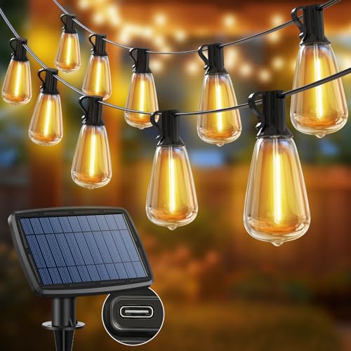 litogo Solar Lichterkette Aussen 36.5M - 50+3 ST38 LED Lichterkette Außen Solar Glühbirnen Wetterfest 5 Modi Solarlichterkette für Outdoor Garten Balkon Party Hochzeit Weihnachten Deko, Warmweiß von litogo